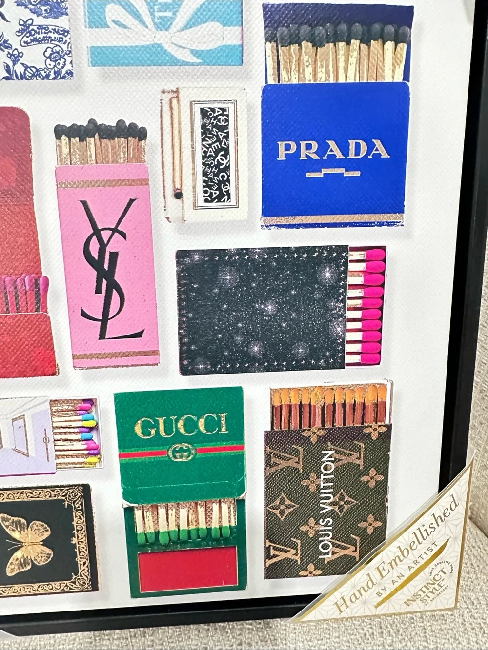 Luxury Designer Matchbooks Canvas Art with Black Frame 11” x 14”